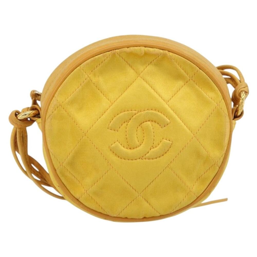 Chanel Matelasse Silk Shoulder Bag Yellow